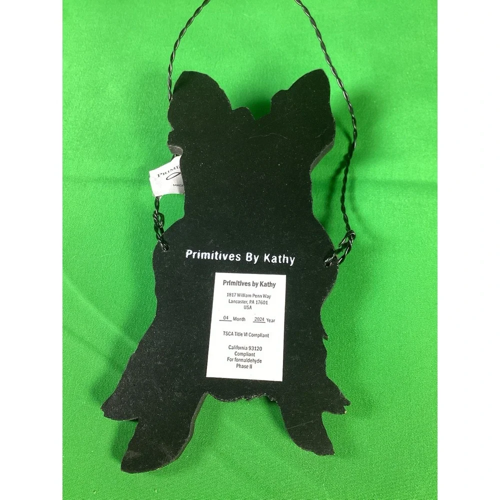 Primitives By Kathy Yorkshire Terrier Ornament Yorkie Wreath Bow NWT